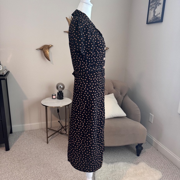 Rouje Paris Marin Midi Dress in Pois Noir Black and Ecru Polka Dots Size 38 - Picture 5 of 10